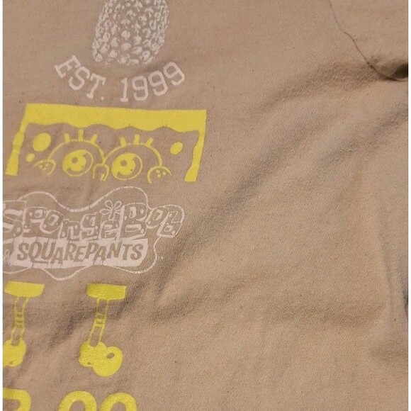 SpongeBob Nickelodeon Medium Grey Distressed Short Sleeve Bikini Bottom T-Shirt - Picture 3 of 8